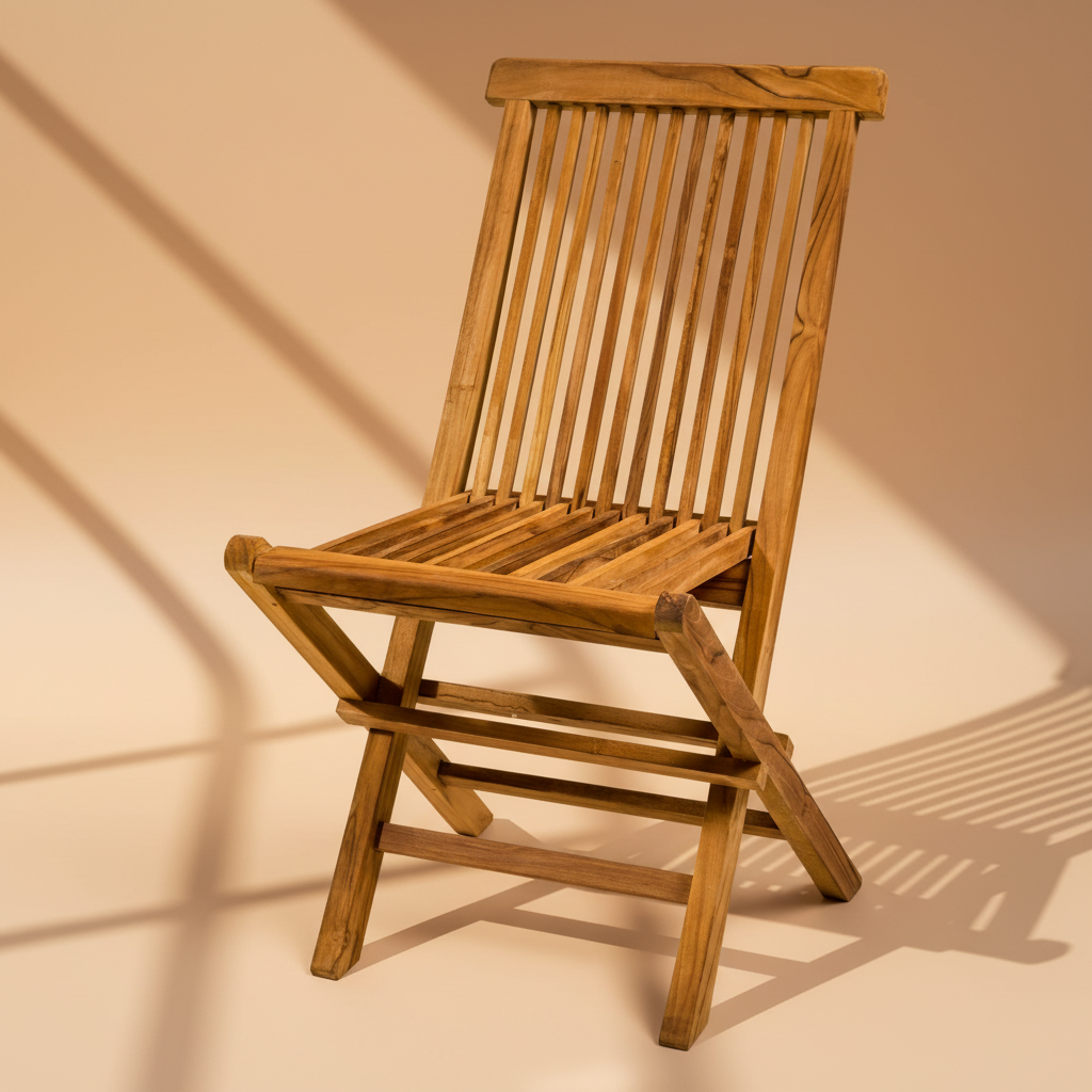 Sedia Pieghevole In Teak Naturale Non Trattato 90x50x50 Cm – Da Giardino, Balcone E Terrazzo, Resistente Alle Intemperie