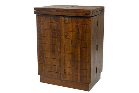 Openable wooden bar cabinet
