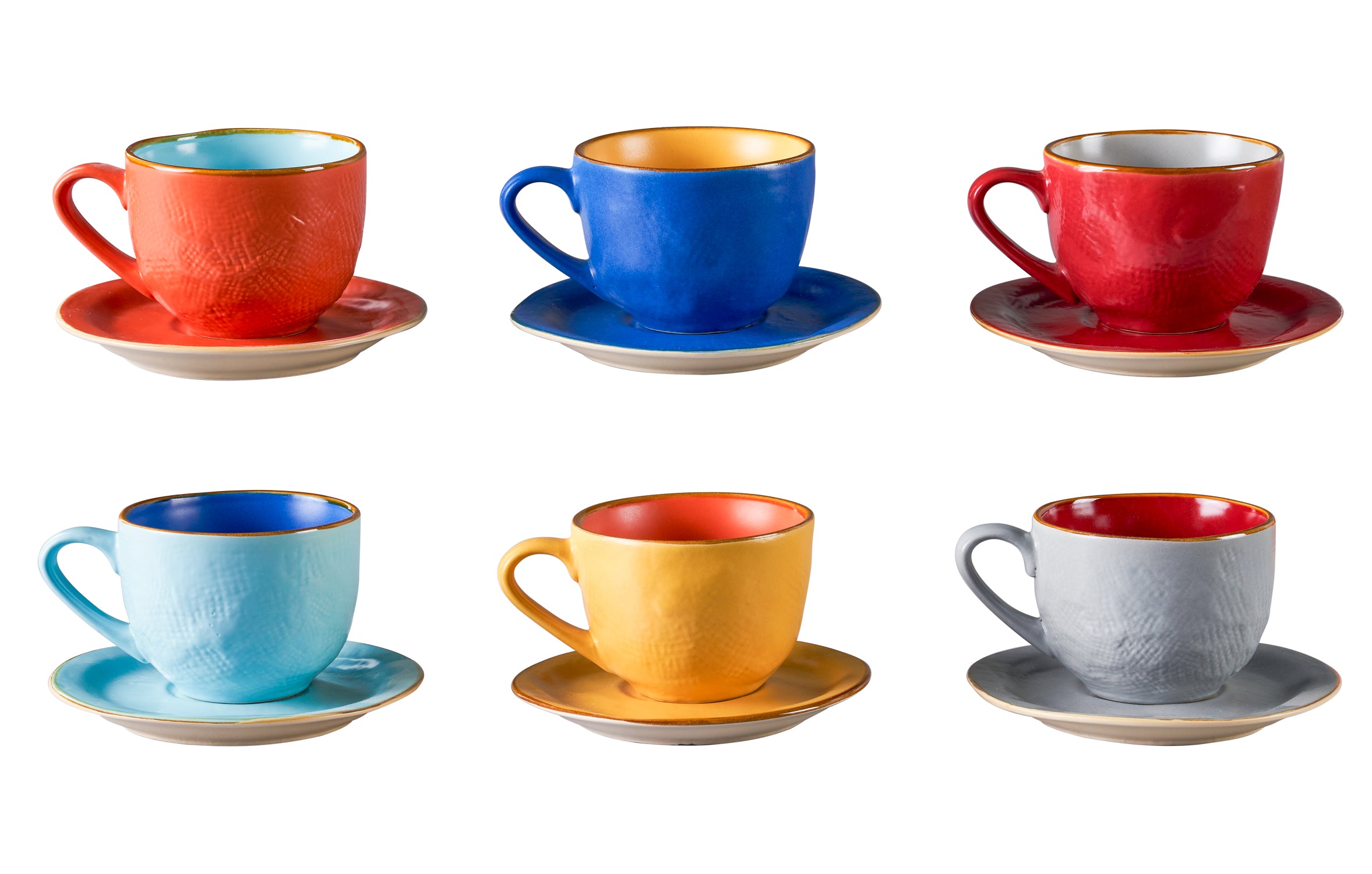 Novità Home - Tazza Caffè con Piattini - 6 Colori Assortiti - L. 9