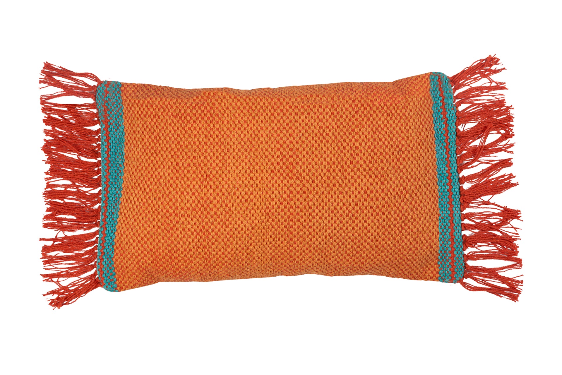 Cuscino rettangolare frange in cotone arancione - 30x60 – Novità Home