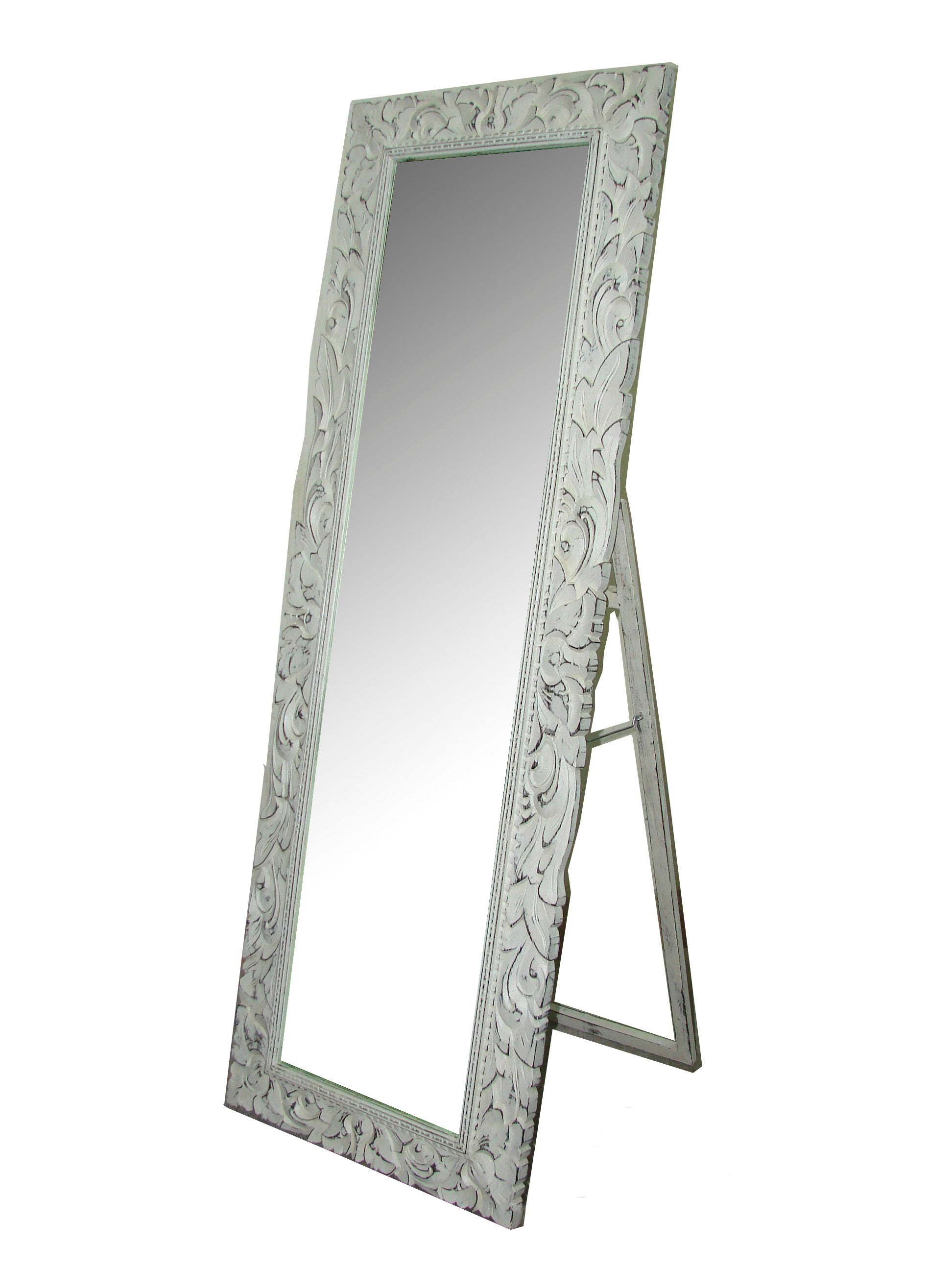 Specchio - da terra in legno intarsiato bianco – Novità Home