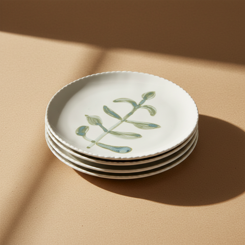 4 Piatti Foglie Impilati