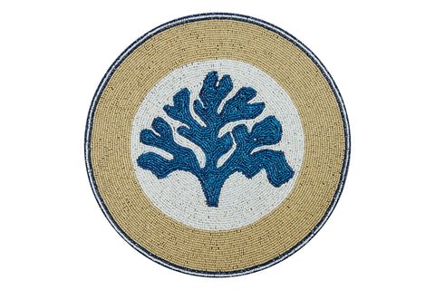 Mariscos - Juego de manteles individuales de 1/4 con cuentas de coral