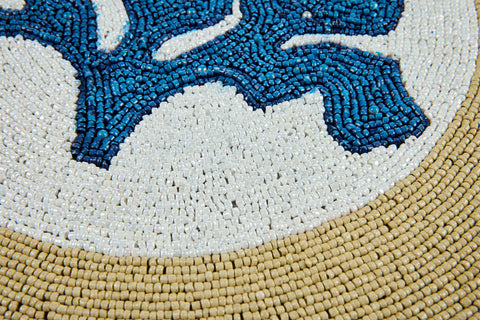 Mariscos - Juego de manteles individuales de 1/4 con cuentas de coral