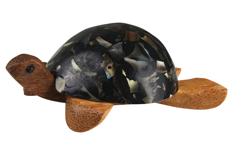 Turtle - Porta Tea Light Carapace In Madreperla E Resina Nera