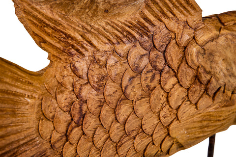 Decor - Pesce Carving In Legno Su Piedistallo Grande