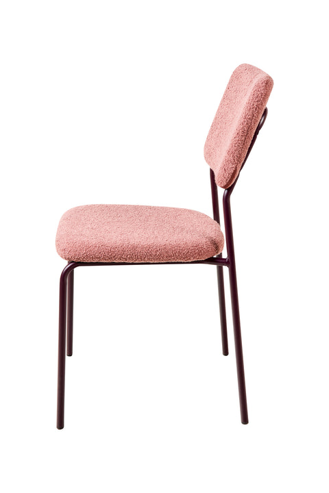 Amelia - Sedia Rosa Antico Con Gambe In Metallo Rosa