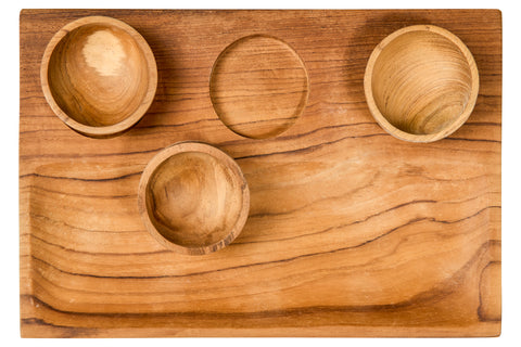 Útil - Bandeja rectangular con invitación de 3 cuencos