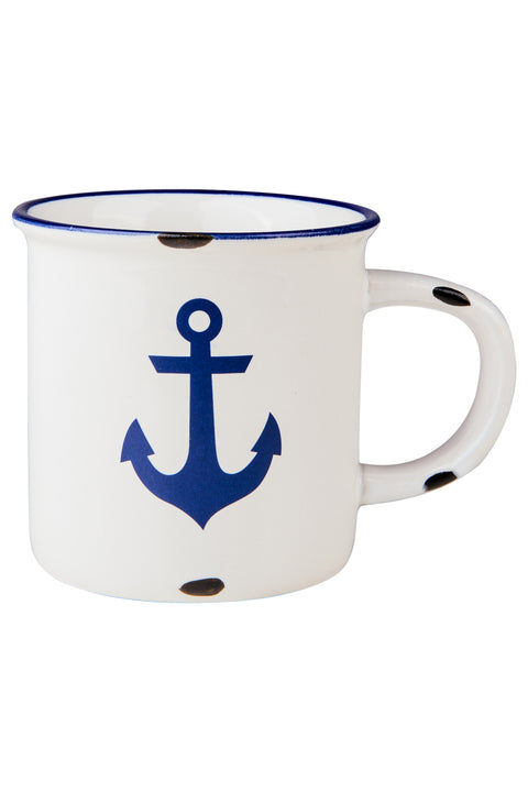 Sapore Di Mare - Mug Grande Bianco Ancora Blu Caldo Tea