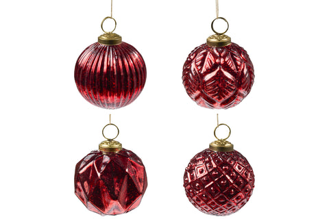 Christmas - Palle Medie Set 1/4 Vetro Rosso