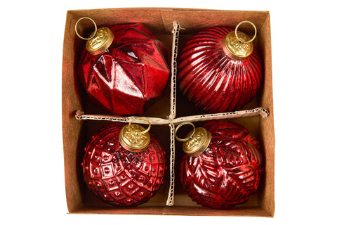 Christmas - Palle Medie Set 1/4 Vetro Rosso