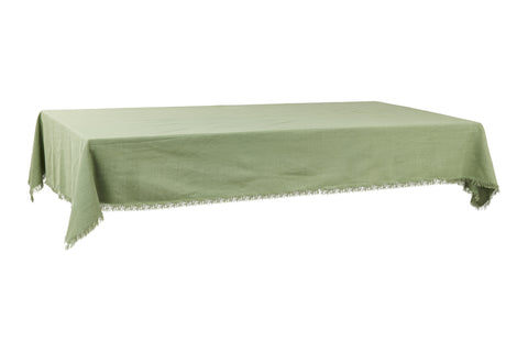 Fagnes - Tovaglia In Cotone 140X180 Stone Wash Con Frange Verde