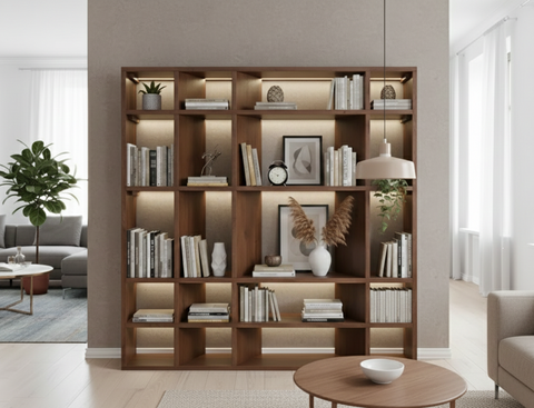 Quezon - Libreria Divisoria in legno di acacia