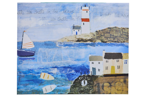 Galería - Lienzo pintado Faro en el mar