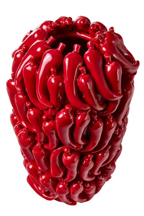 Amalfi - Jarrón alto de cerámica rojo chile