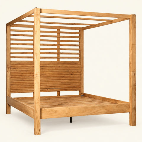 LETTO BALDACCHINO CON TENDE – sfondo avorio