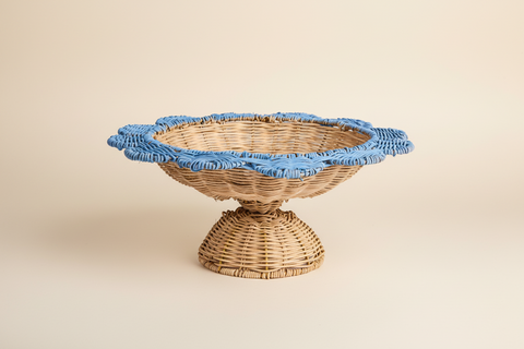 Alhoa - Large Rattan Scallop Blue Stand
