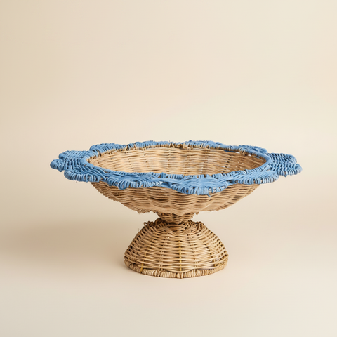 Alzatina Grande Alhoa Rattan Smerlo Azzurro - Formato Quadrato