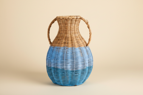 Alhoa - Natural Blue Rattan Amphora