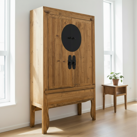 Armadio cinese legno naturale quadrato