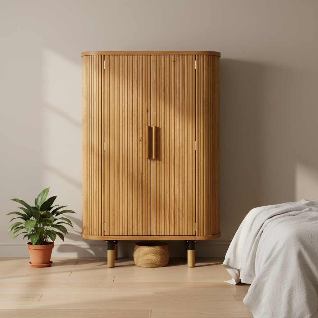 Armadio Mindi Stripes alto 161cm ambientato