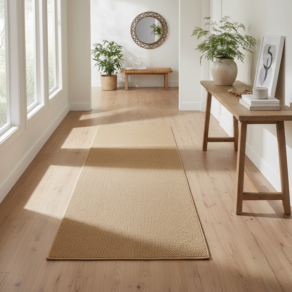 Beige runner rug hallway lifestyle