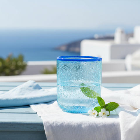 Bicchiere Vetro Azzurro - Lifestyle Costiero