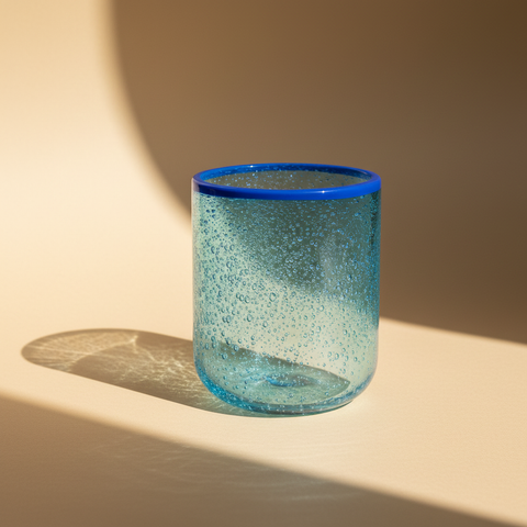 Bicchiere Vetro Azzurro - Sfondo Neutro