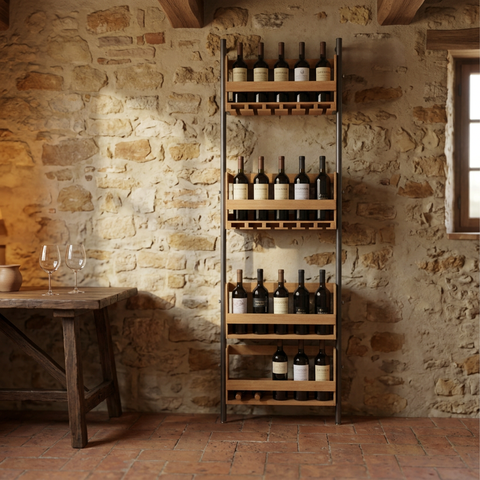 Wine - Slender Wall Wine Cellar With Glass Holder