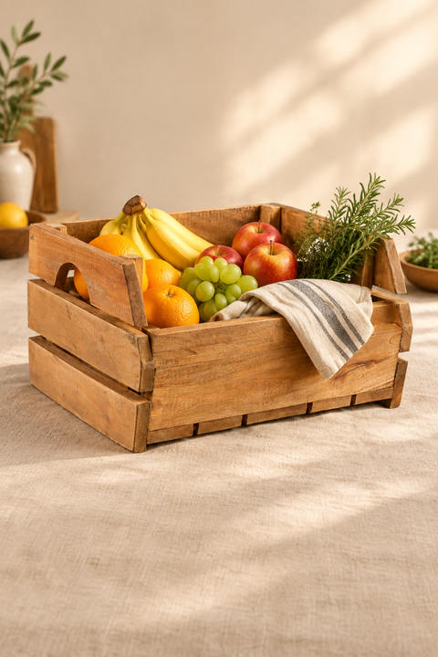 Cassetta Saludos verticale con frutta ed erbe, per Stories e Reels