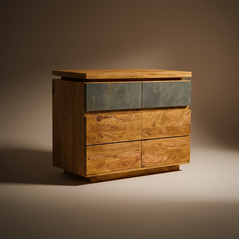 Cassettiera mango ardesia sfondo neutro