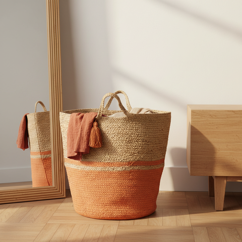 Cesta Juta Bicolore Arancio - Ambientata v3