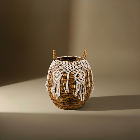 Cesta macramé sfondo taupe v2