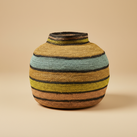 Cesta orcio sea grass multicolore sfondo neutro