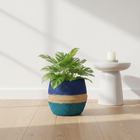 Cesta Rafia Blu-Turchese - Ambientata v2