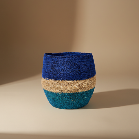 Cesta Rafia Blu-Turchese - Sfondo Neutro v3