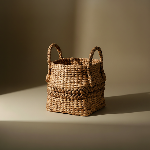 Cesta Water Hyacinth con manici - Sfondo Taupe