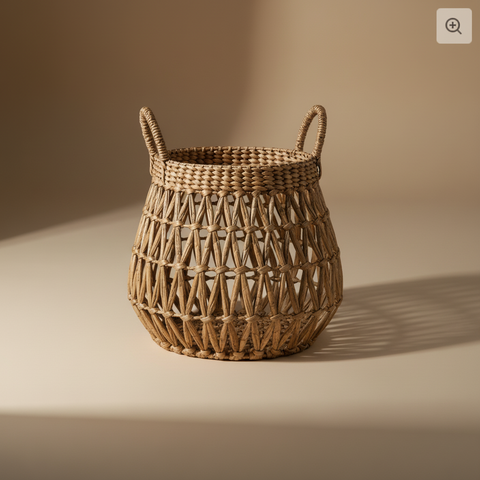 Cesta water hyacinth open-weave sfondo neutro