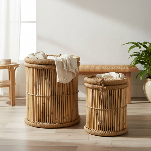 Ceste bambù con coperchio - ambientata bedroom