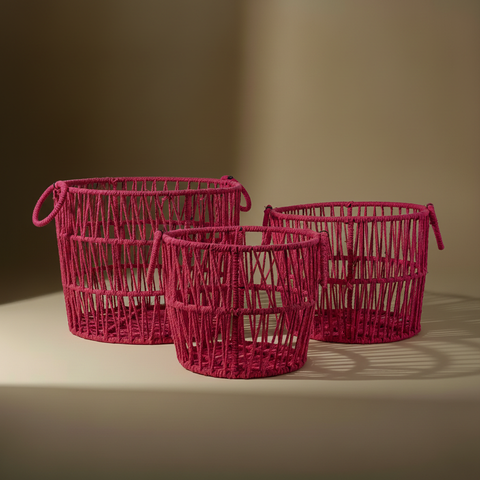 Ceste corda fucsia sfondo taupe