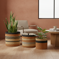 Ceste juta strisce terracotta - ambientata living