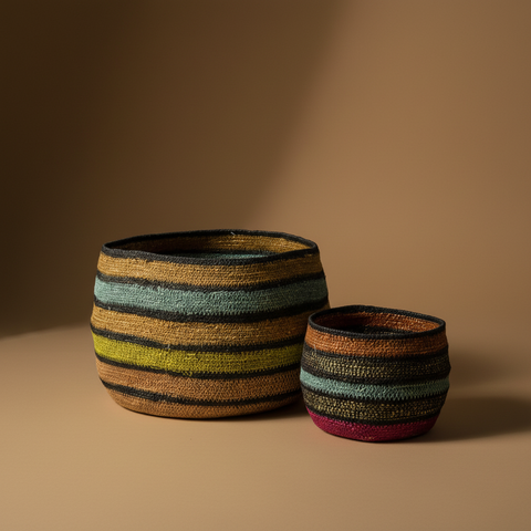 Ceste Multicolore Righe - Sfondo Taupe