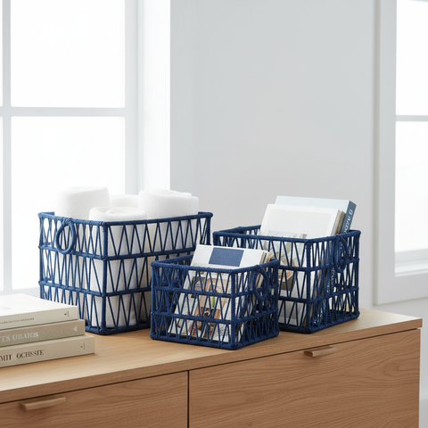 Ceste Quadrate Corda Blu Navy - Lifestyle