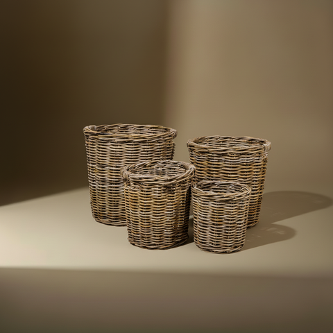 Ceste rattan sfondo taupe