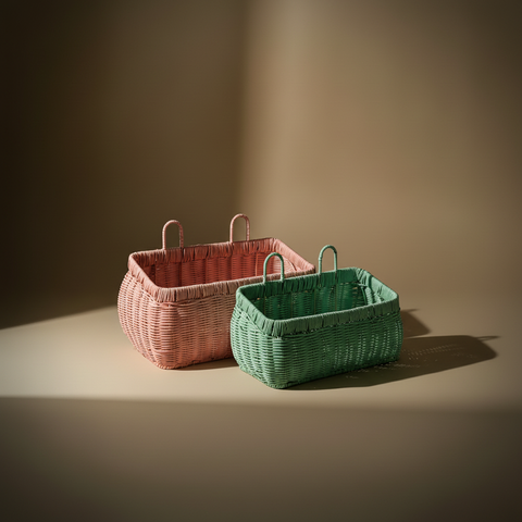 Ceste Rosa e Verde Menta - Sfondo Taupe