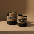 Ceste seagrass bianco-nero - sfondo taupe