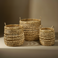 Ceste water hyacinth aperte sfondo taupe
