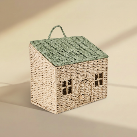 Cestino casetta - sfondo beige con ombra