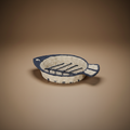 Cestino Pesce Bianco Blu Sfondo Taupe Scuro
