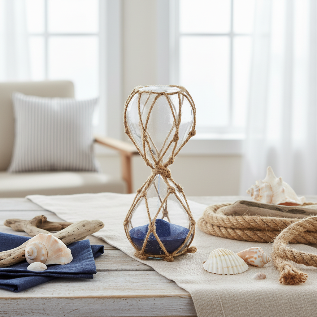 Clessidra vetro juta sabbia blu - lifestyle
